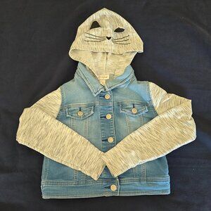 Cat & Jack Girls Denim Jacket with Kitty Cat Hood - Small